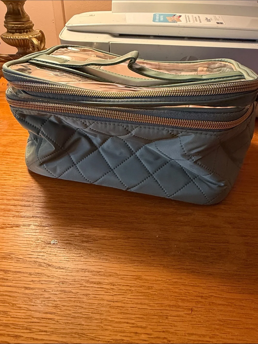 Quilted Light Blue Travel Organizer Bag